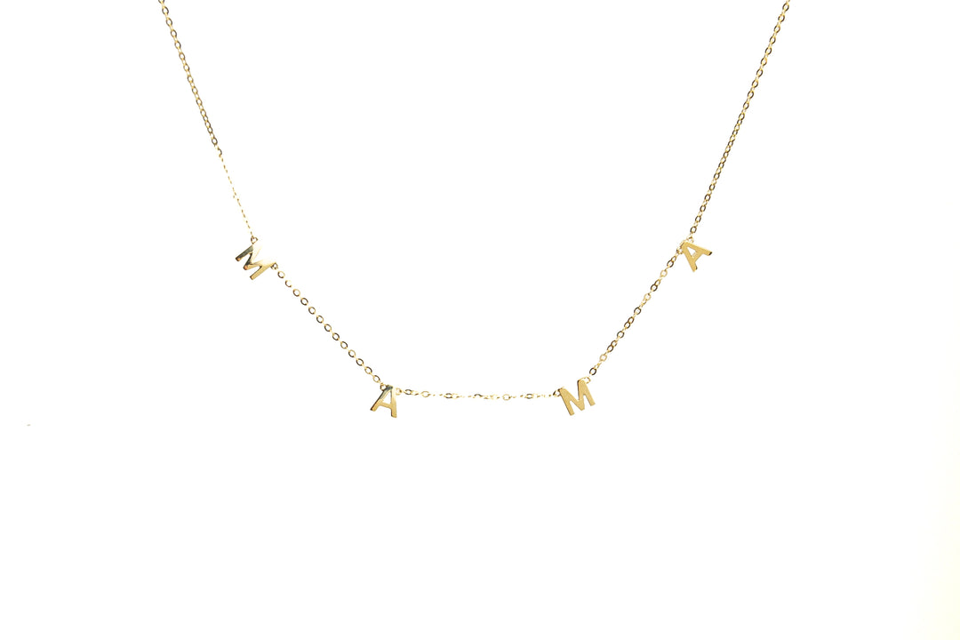MAMA Spaced Letter Necklace 14K
