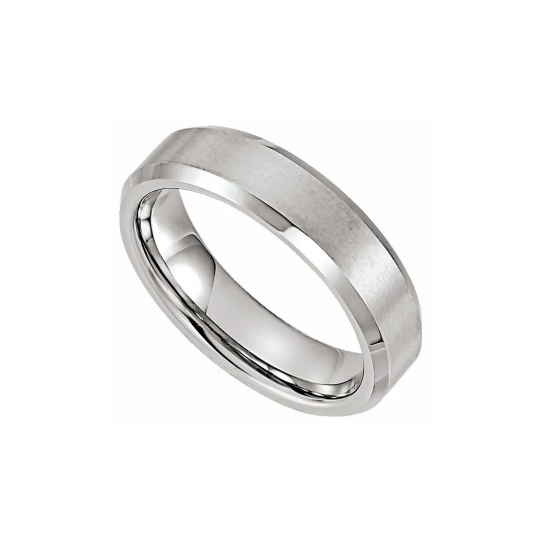 Tungsten Beveled Edge Brushed Finish 6mm