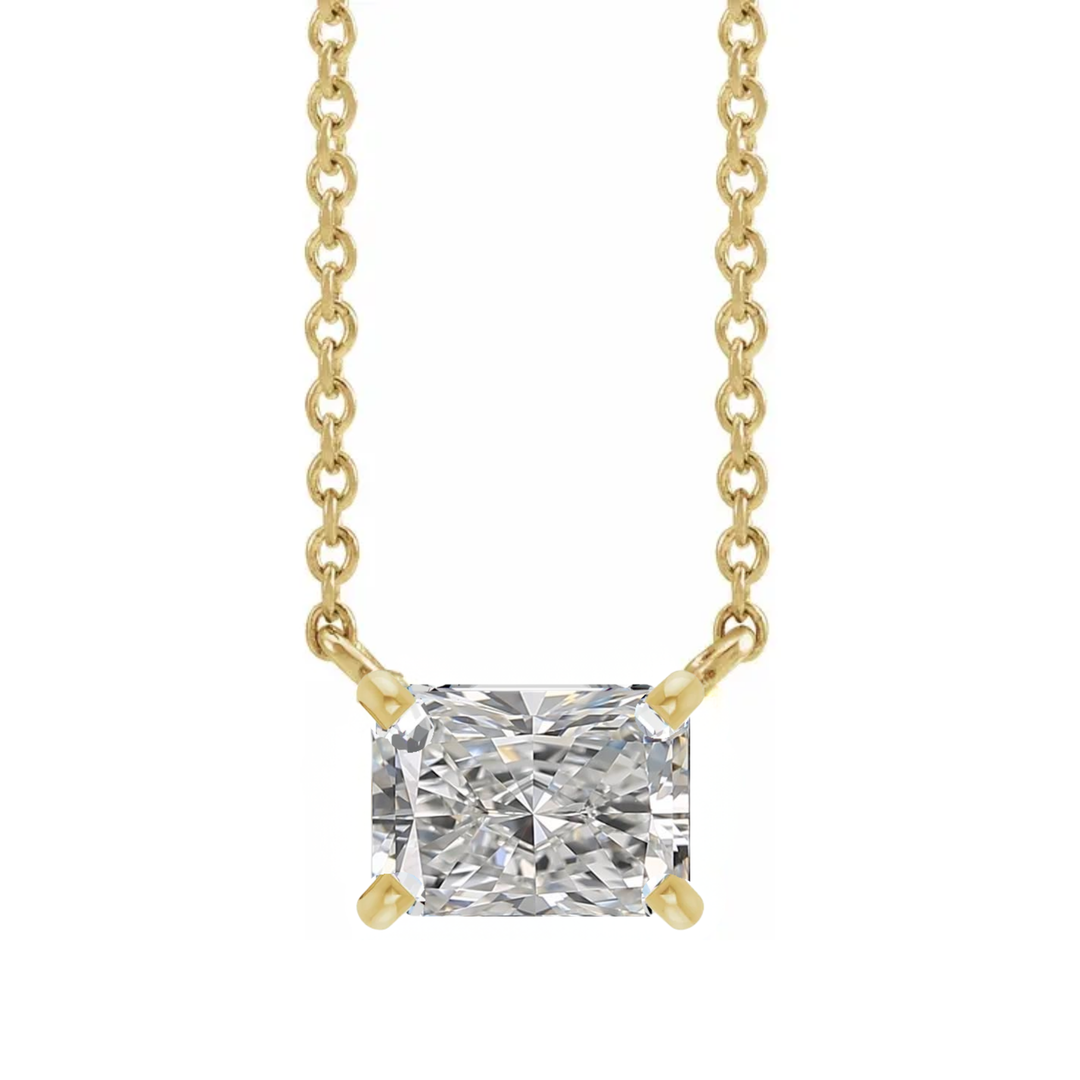East West Radiant Diamond Solitaire Necklace