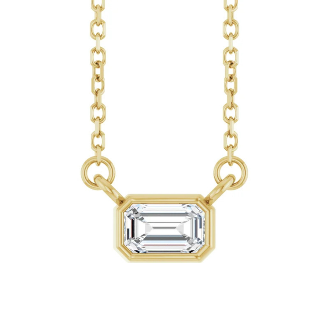 Emerald Diamond Bezel Necklace