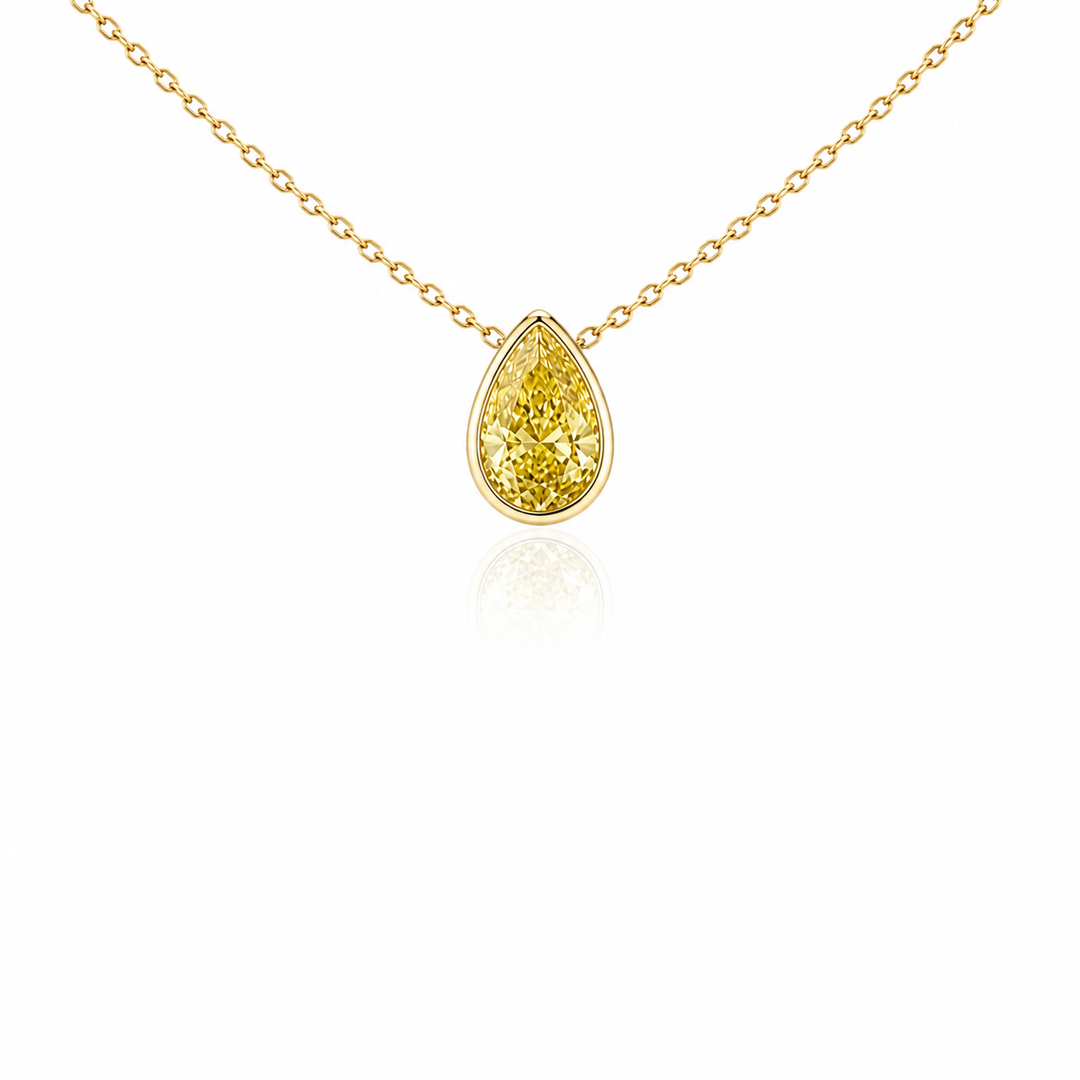 Yellow Pear Lab-Grown Diamond Bezel Necklace