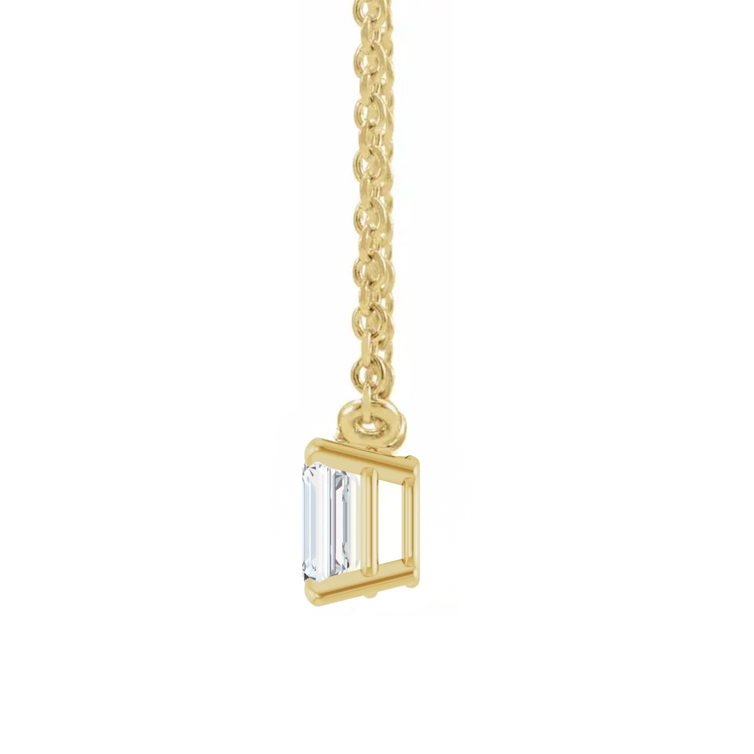 East West Emerald Diamond Solitaire Necklace