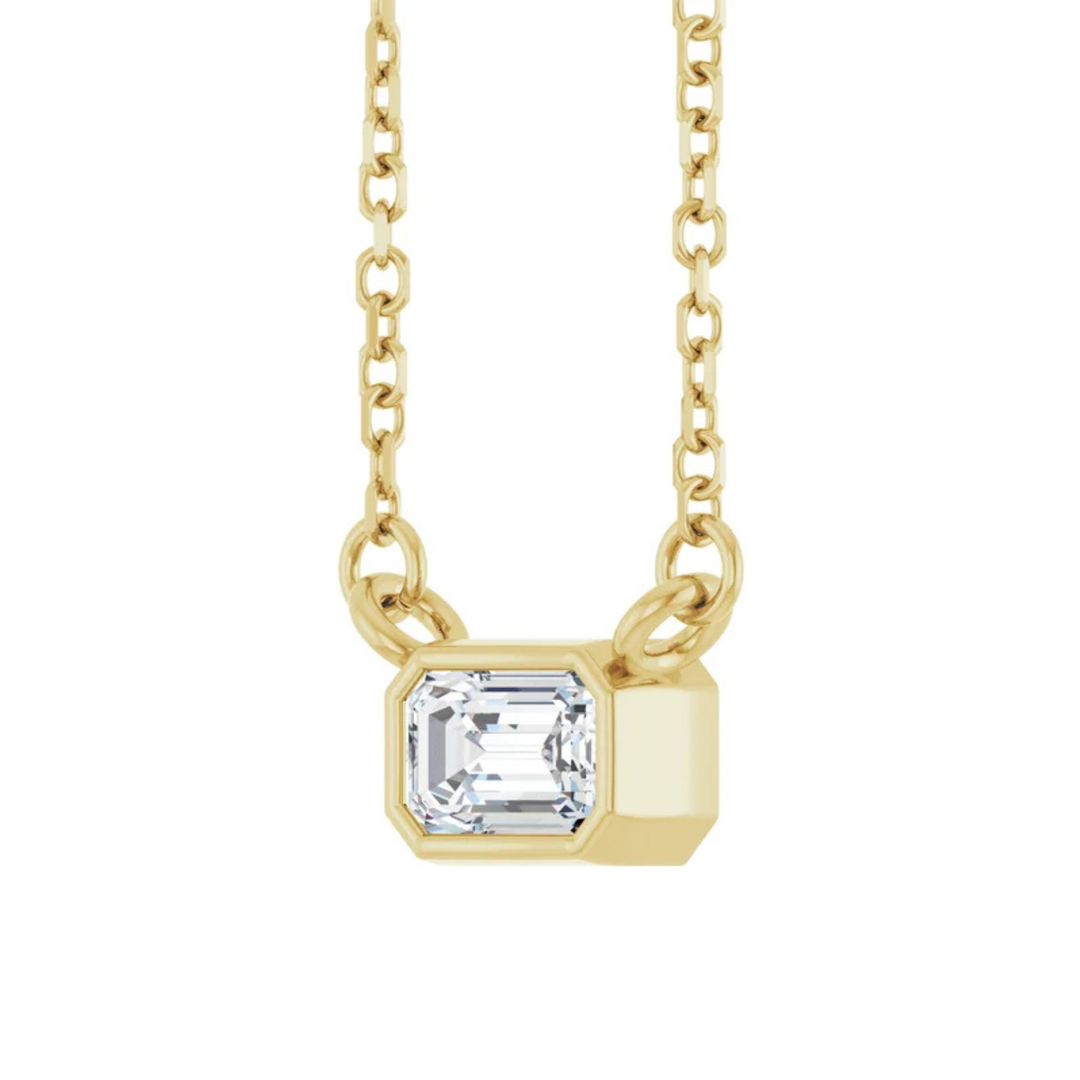 Emerald Diamond Bezel Necklace