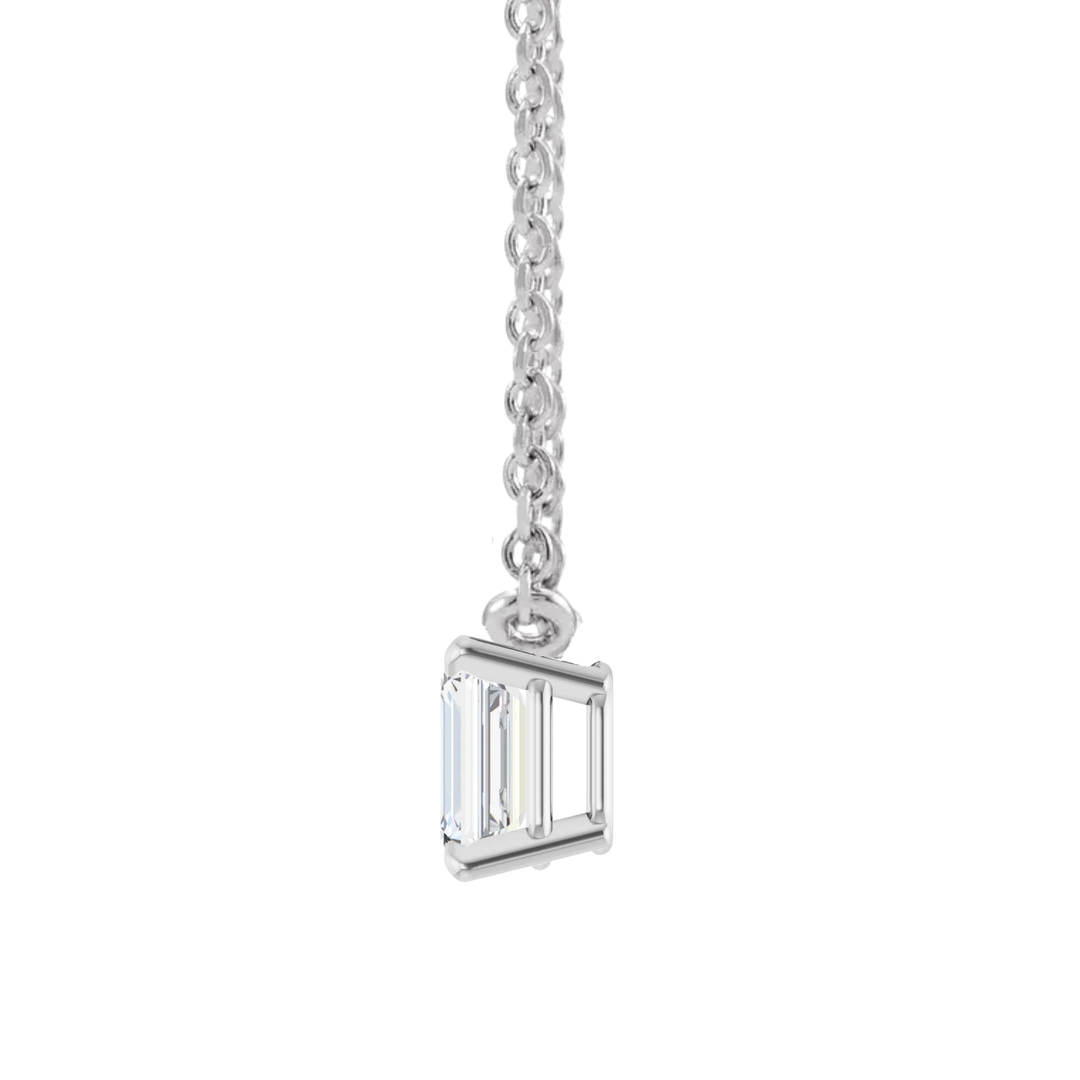 East West Emerald Diamond Solitaire Necklace
