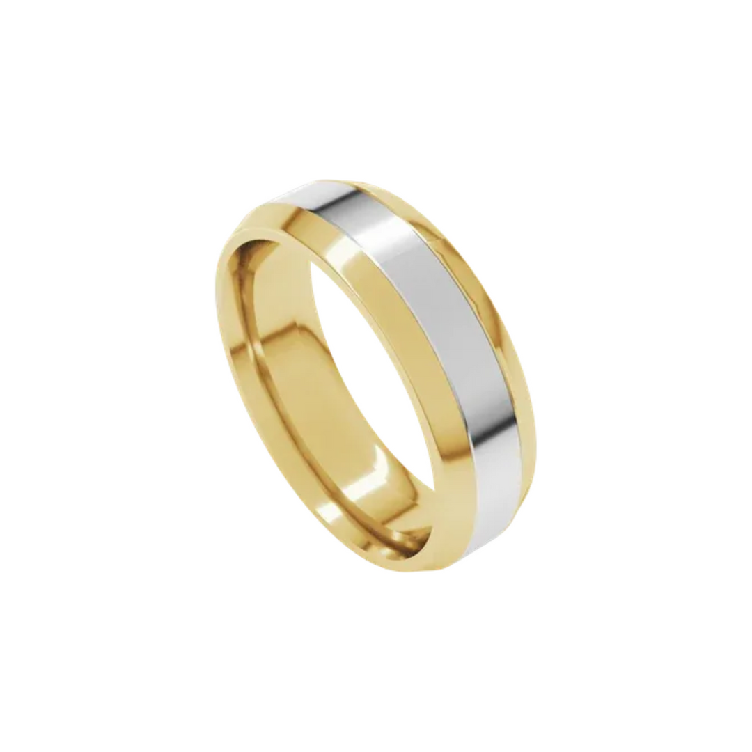 Two-Tone Beveled Band 6mm