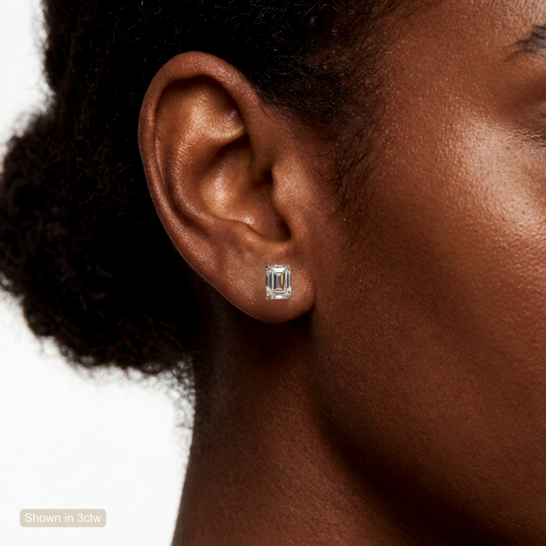 Lab Grown Emerald Cut Diamond Studs