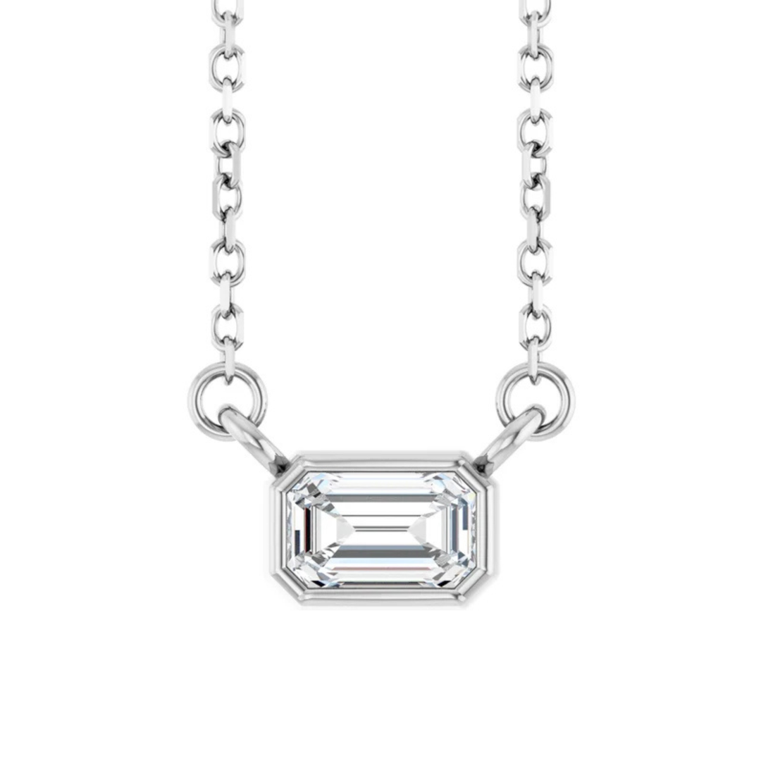 Emerald Diamond Bezel Necklace