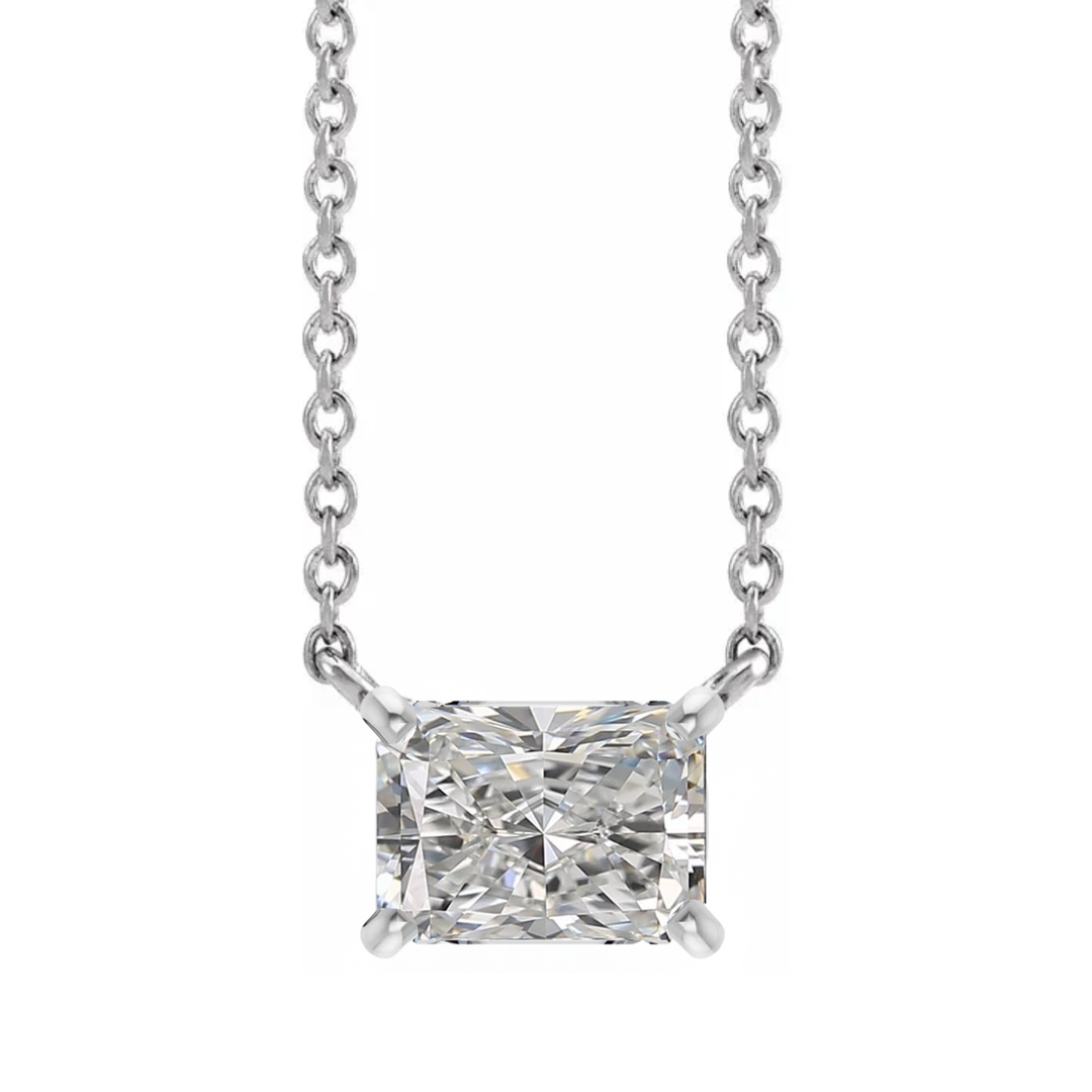 East West Radiant Diamond Solitaire Necklace