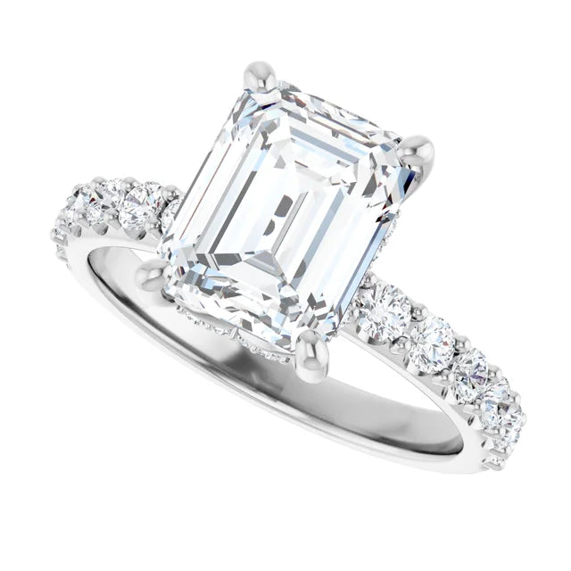 Dzi With 1.0 Carat Emerald Shape Natural Diamond