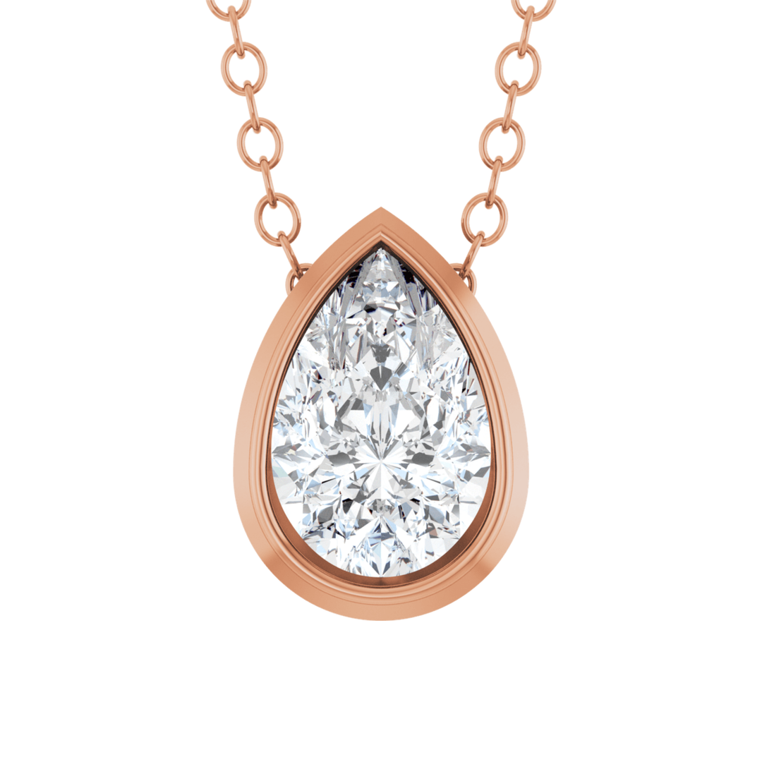 Pear Diamond Bezel Necklace