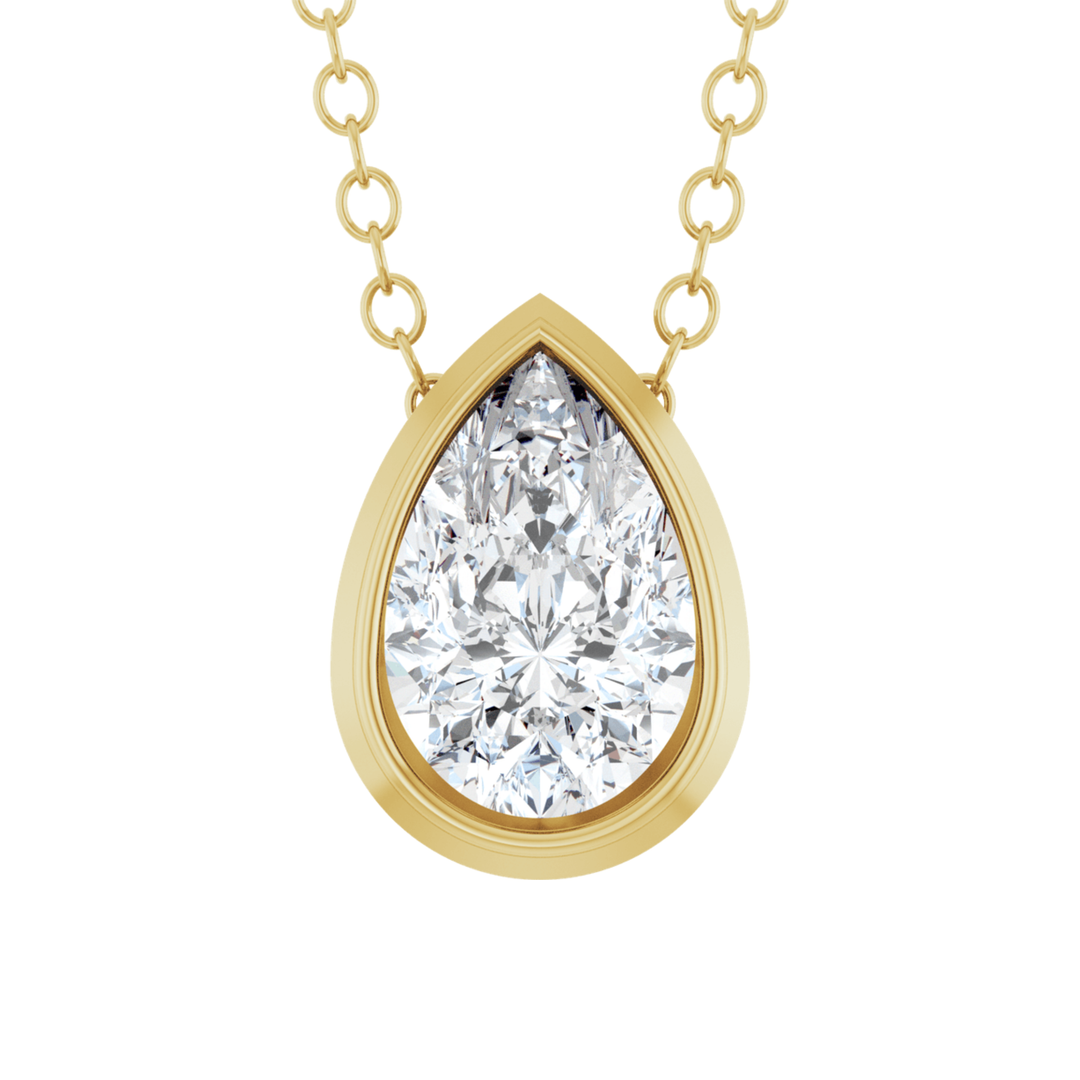 Pear Diamond Bezel Necklace