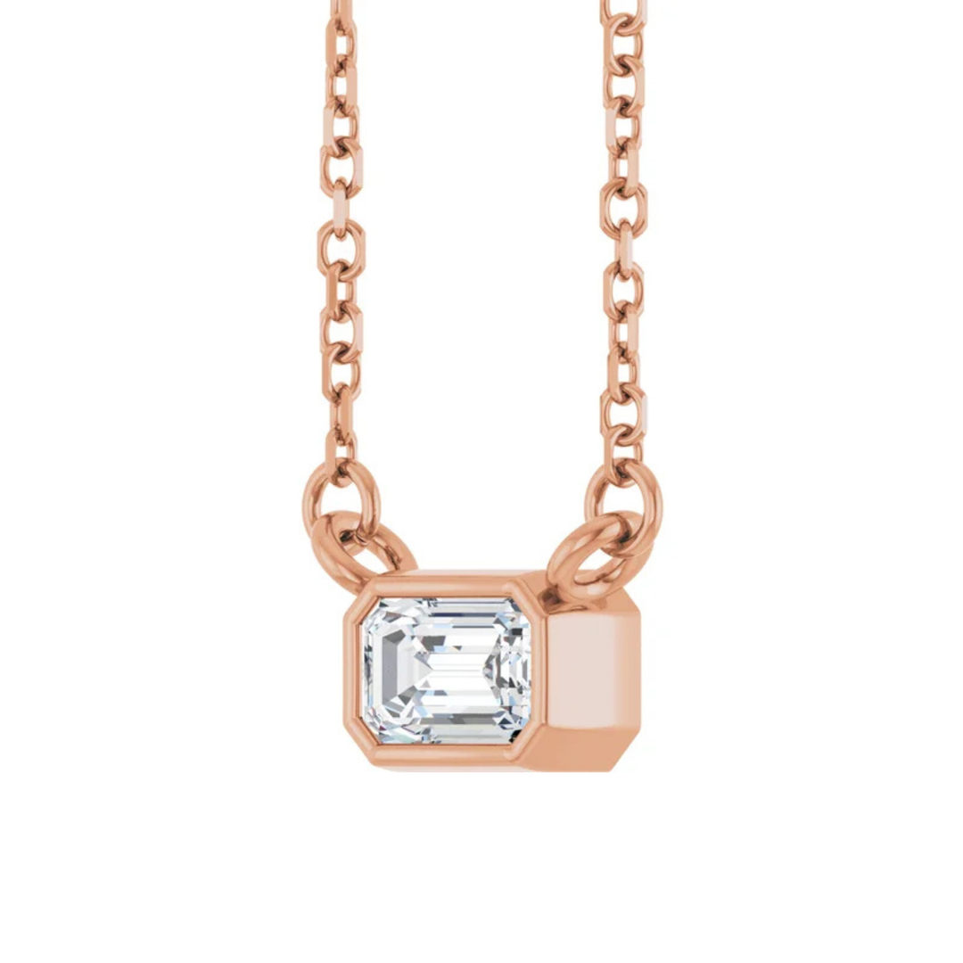 Emerald Diamond Bezel Necklace