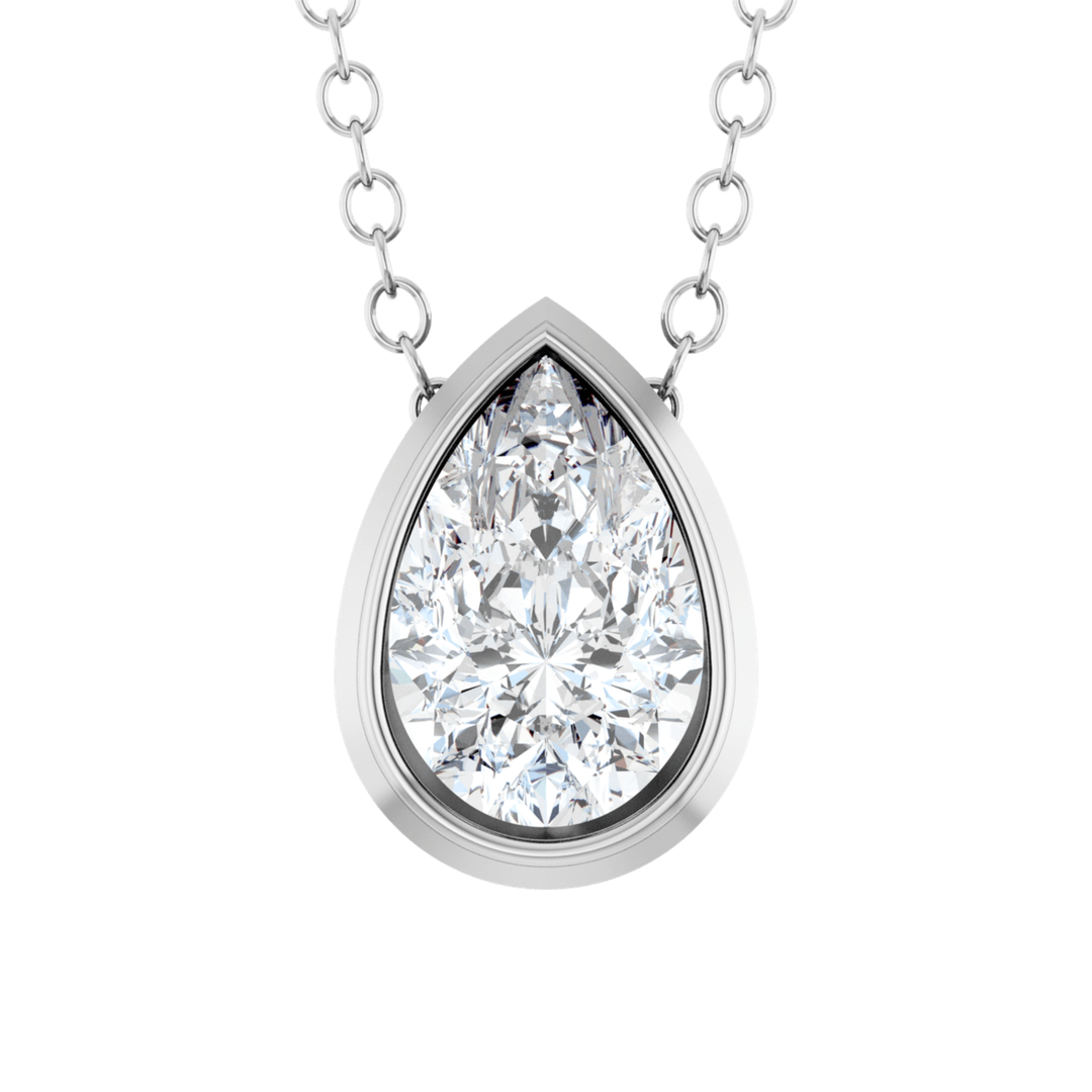 Pear Diamond Bezel Necklace