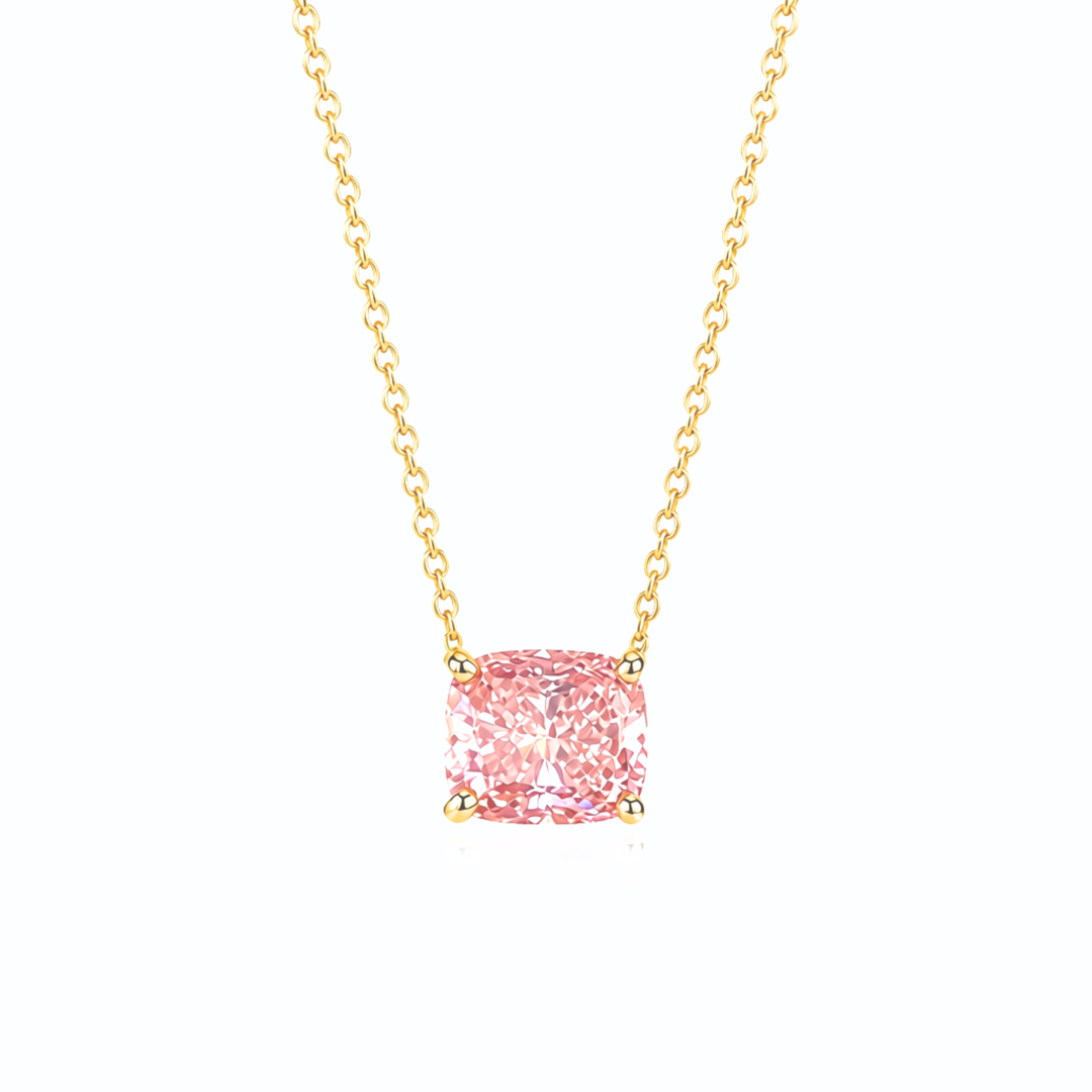 Pink Cushion Lab-Grown Diamond Necklace