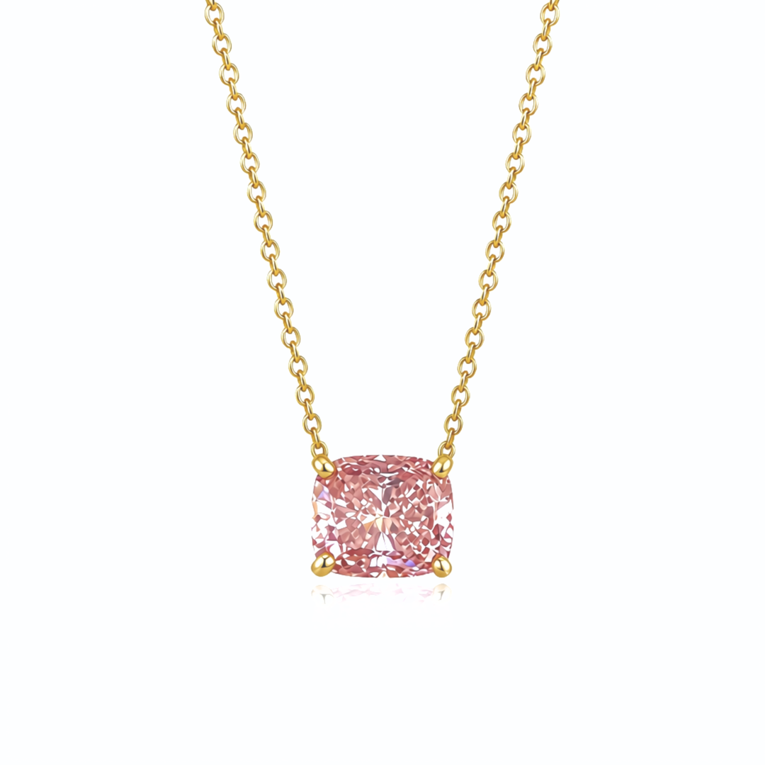Pink Cushion Lab-Grown Diamond Necklace