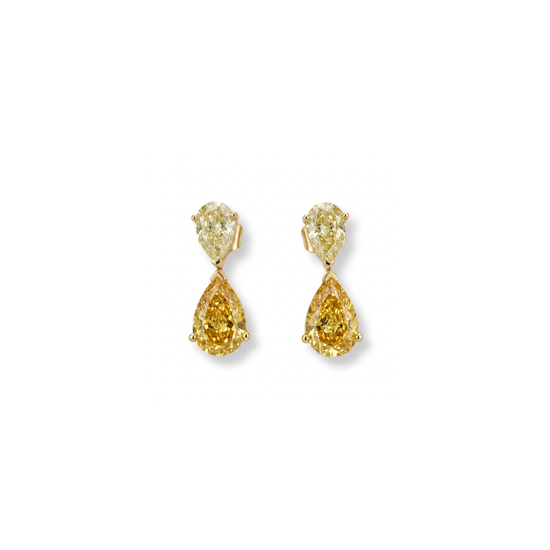 Yellow Pear Lab-Grown Diamond Drop Earrings