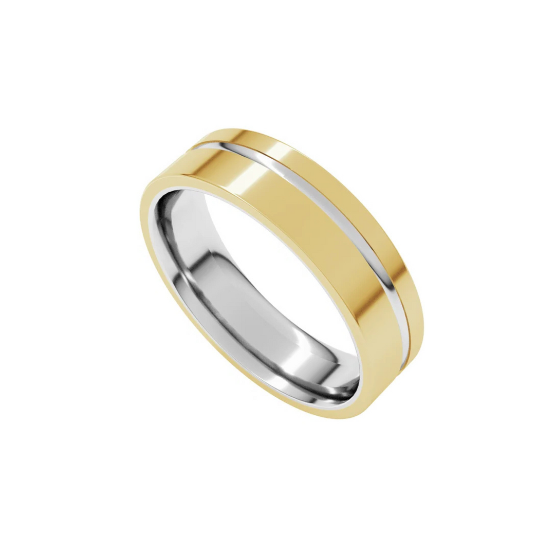 Two Tone Grooved Comfort Fit 6mm