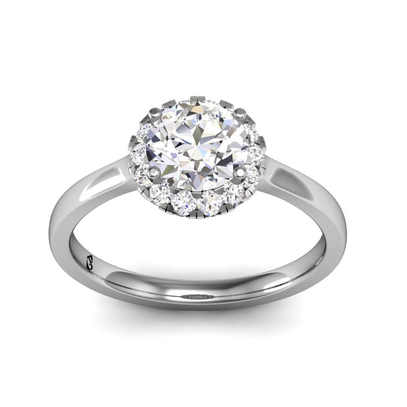 Forever Pave Halo Engagement Ring With 0.7 Carat Oval Shape Natural Diamond