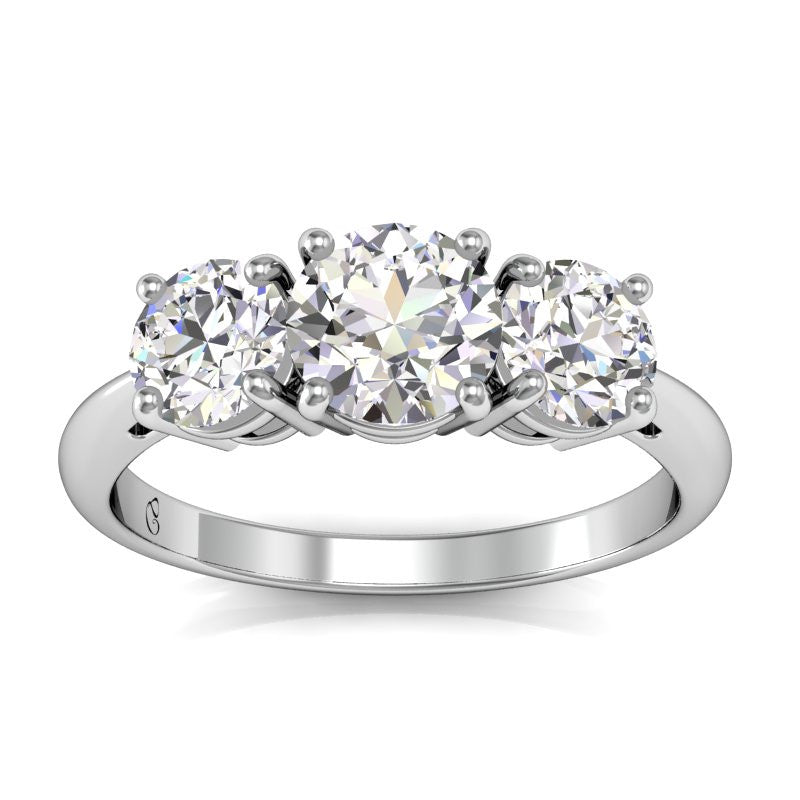 Classic Three Stone Engagement Ring With 0.75 Carat Oval Shape Natural Diamond