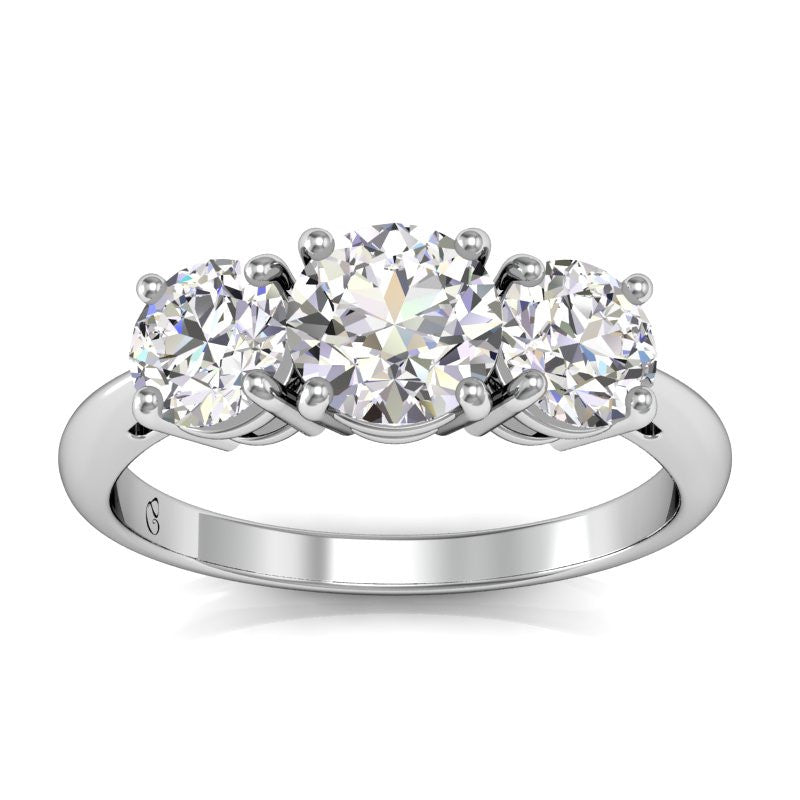 Classic Three Stone Engagement Ring With 0.7 Carat Oval Shape Natural Diamond