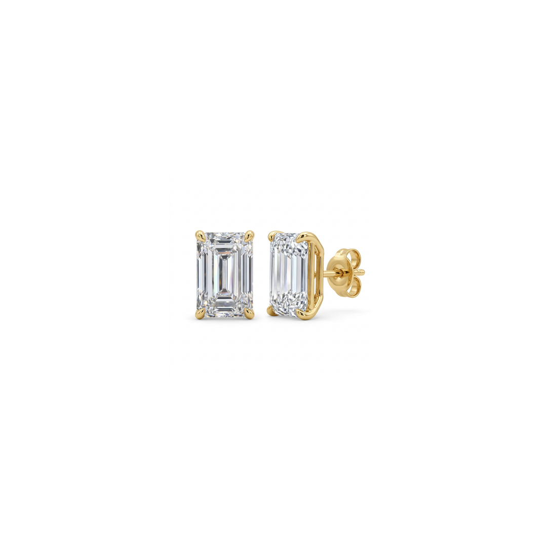 Lab Grown Emerald Cut Diamond Studs