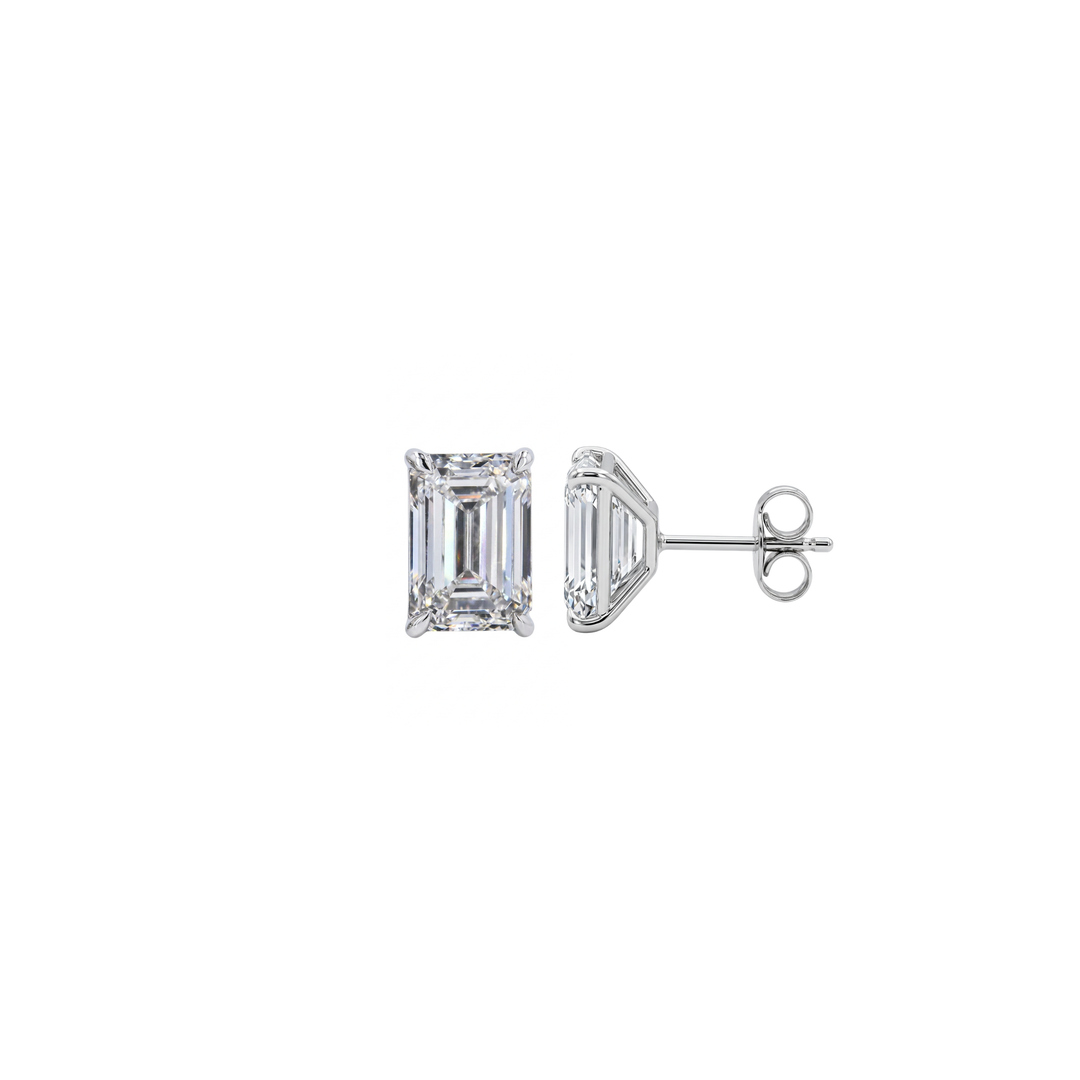 Lab Grown Emerald Cut Diamond Studs