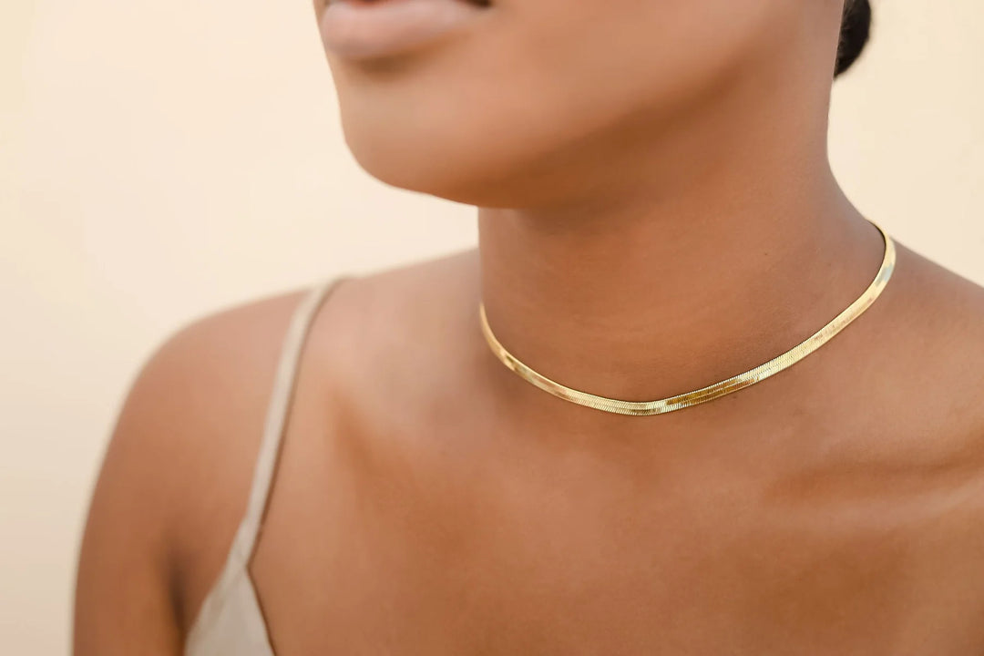 14K Herringbone Necklace