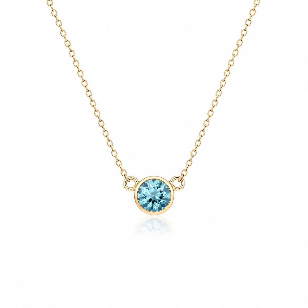 Blue Round Lab-Grown Diamond Bezel Necklace