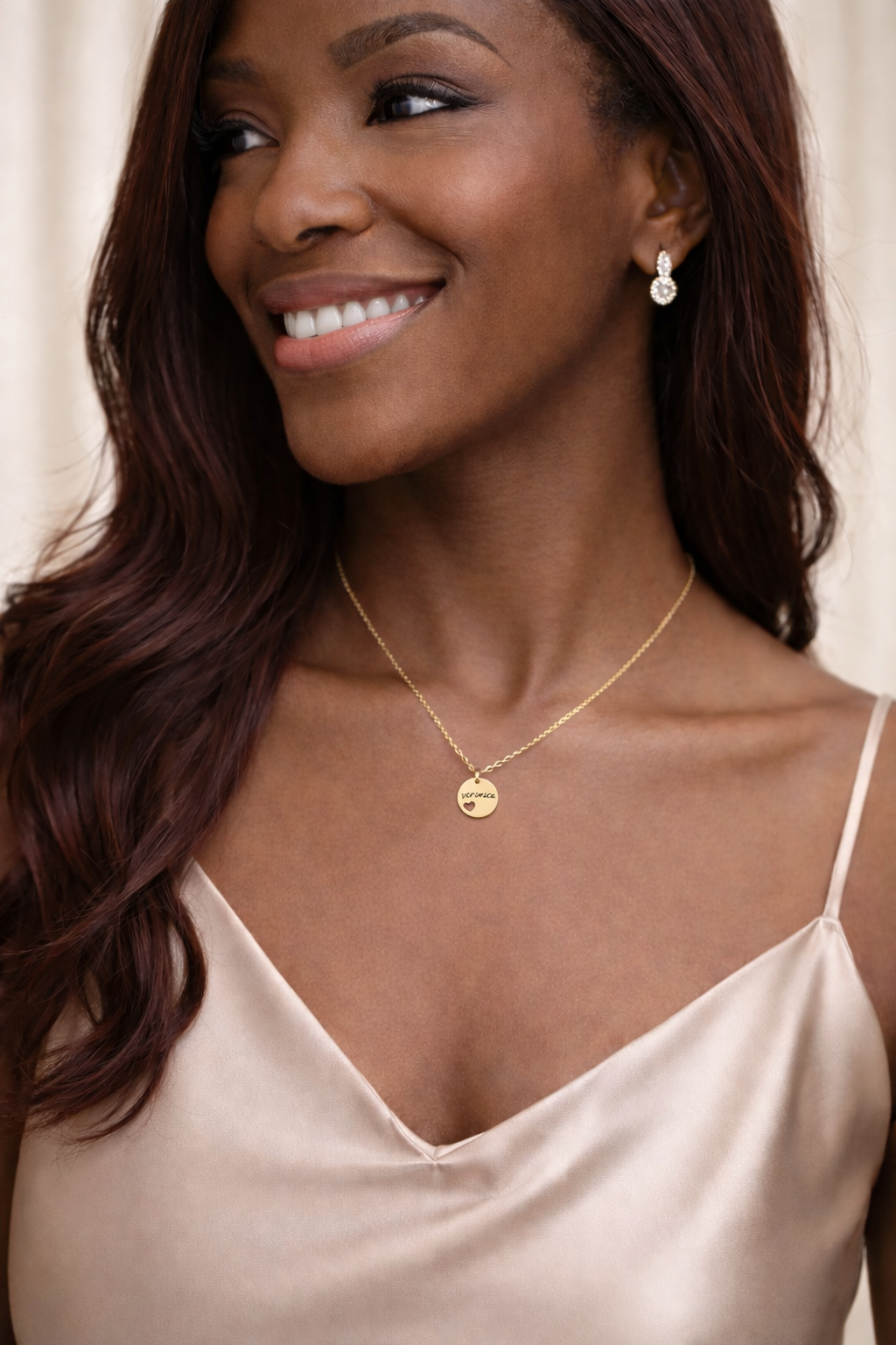 Heart Cutout Disc Necklace