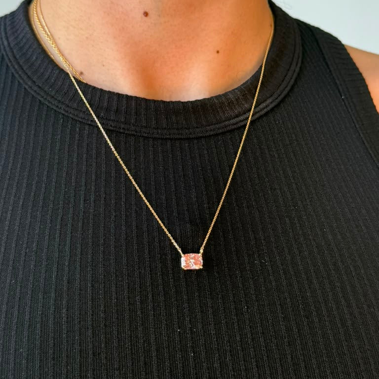 Pink Cushion Lab-Grown Diamond Necklace