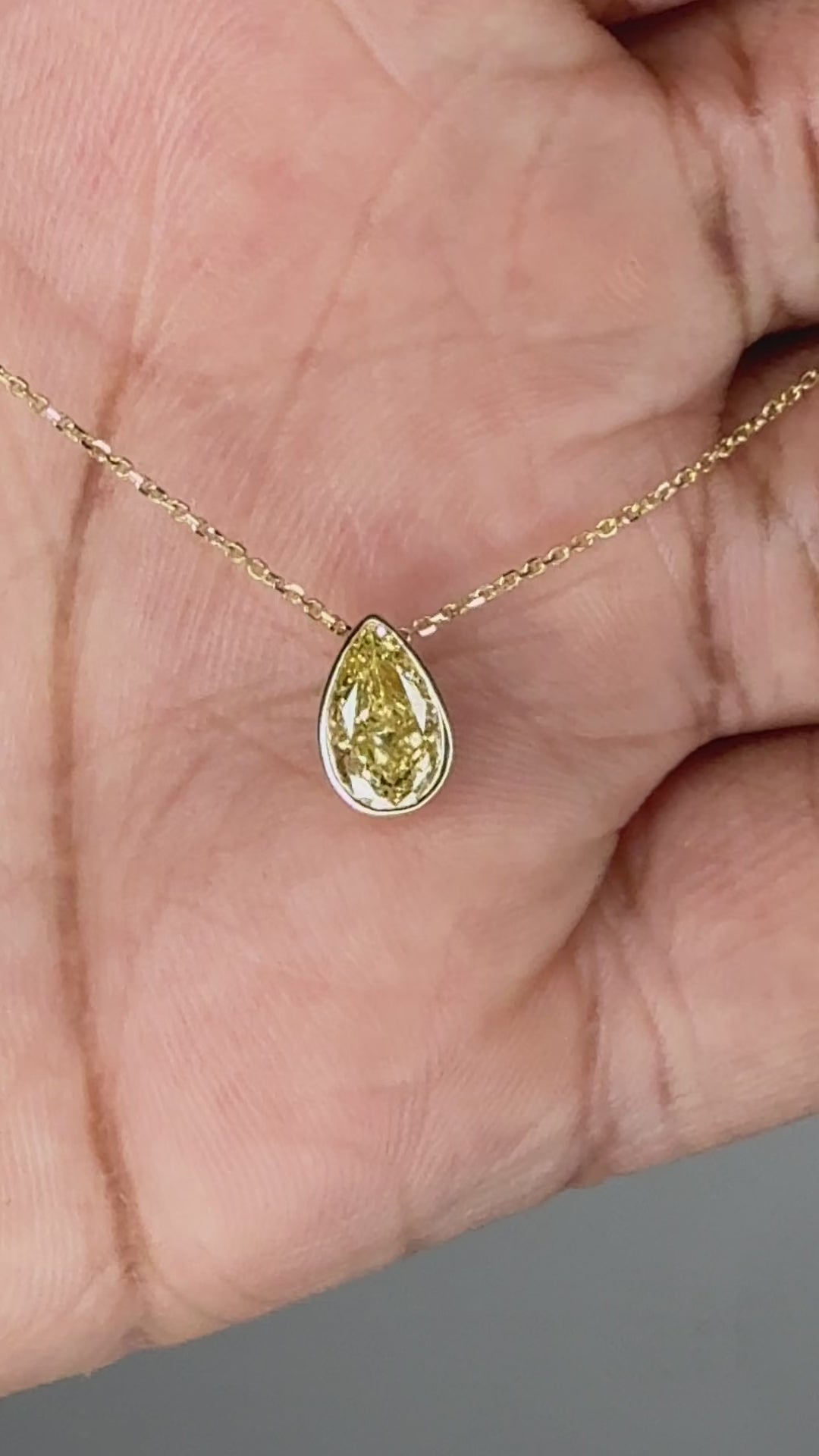 Yellow Pear Lab-Grown Diamond Bezel Necklace