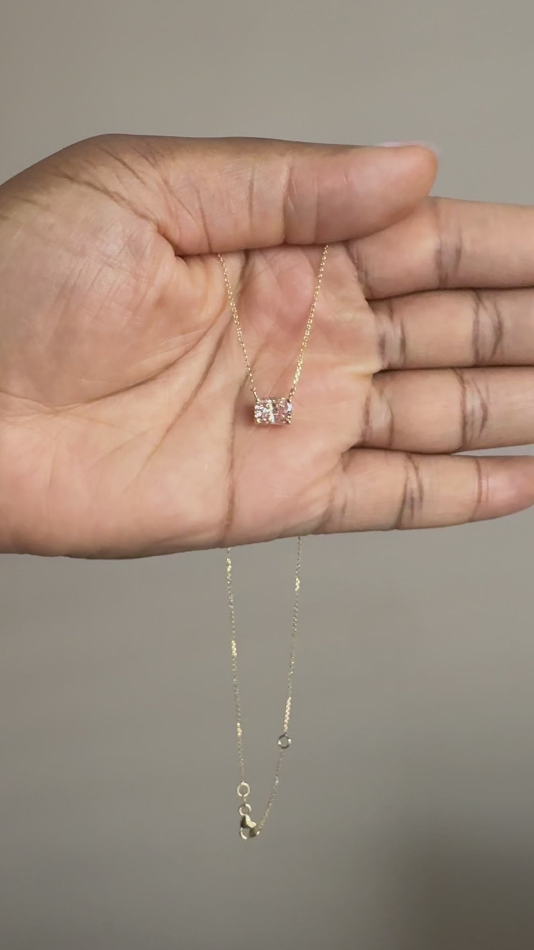 Pink Cushion Lab-Grown Diamond Necklace