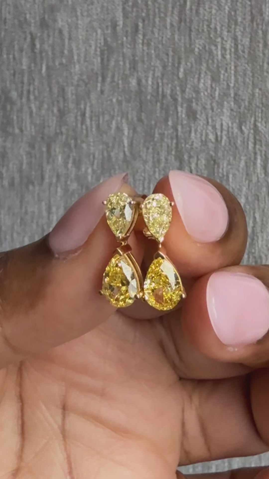 Yellow Pear Lab-Grown Diamond Drop Earrings