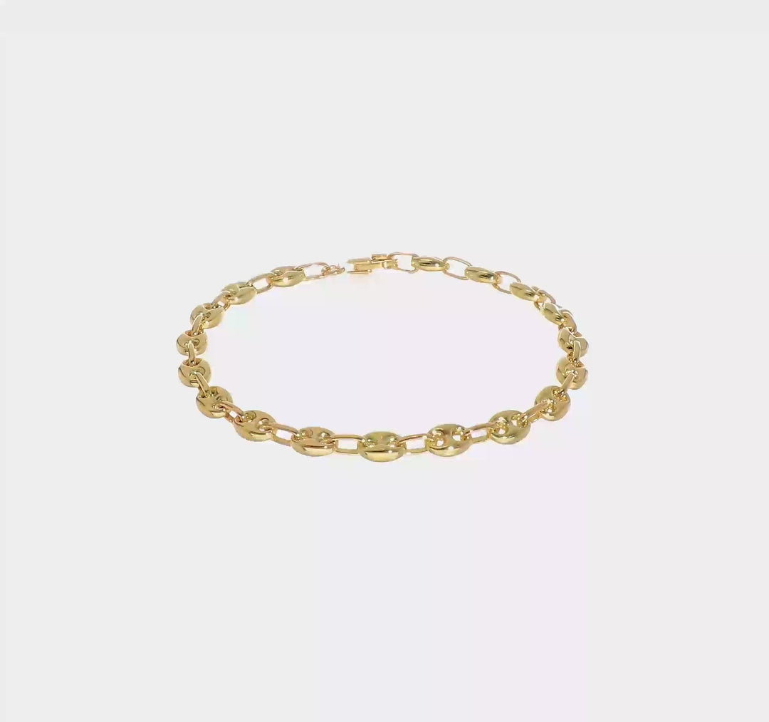 14K Puffed Anchor Bracelet