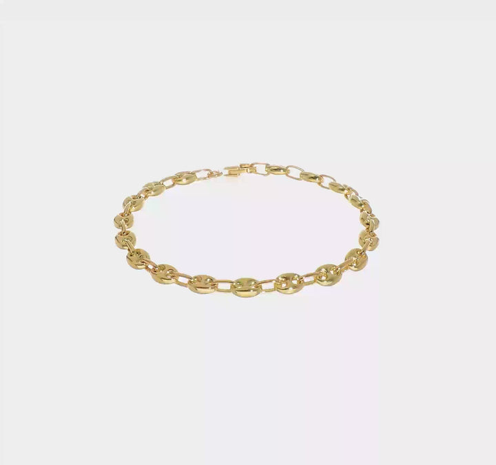 14K Puffed Anchor Bracelet