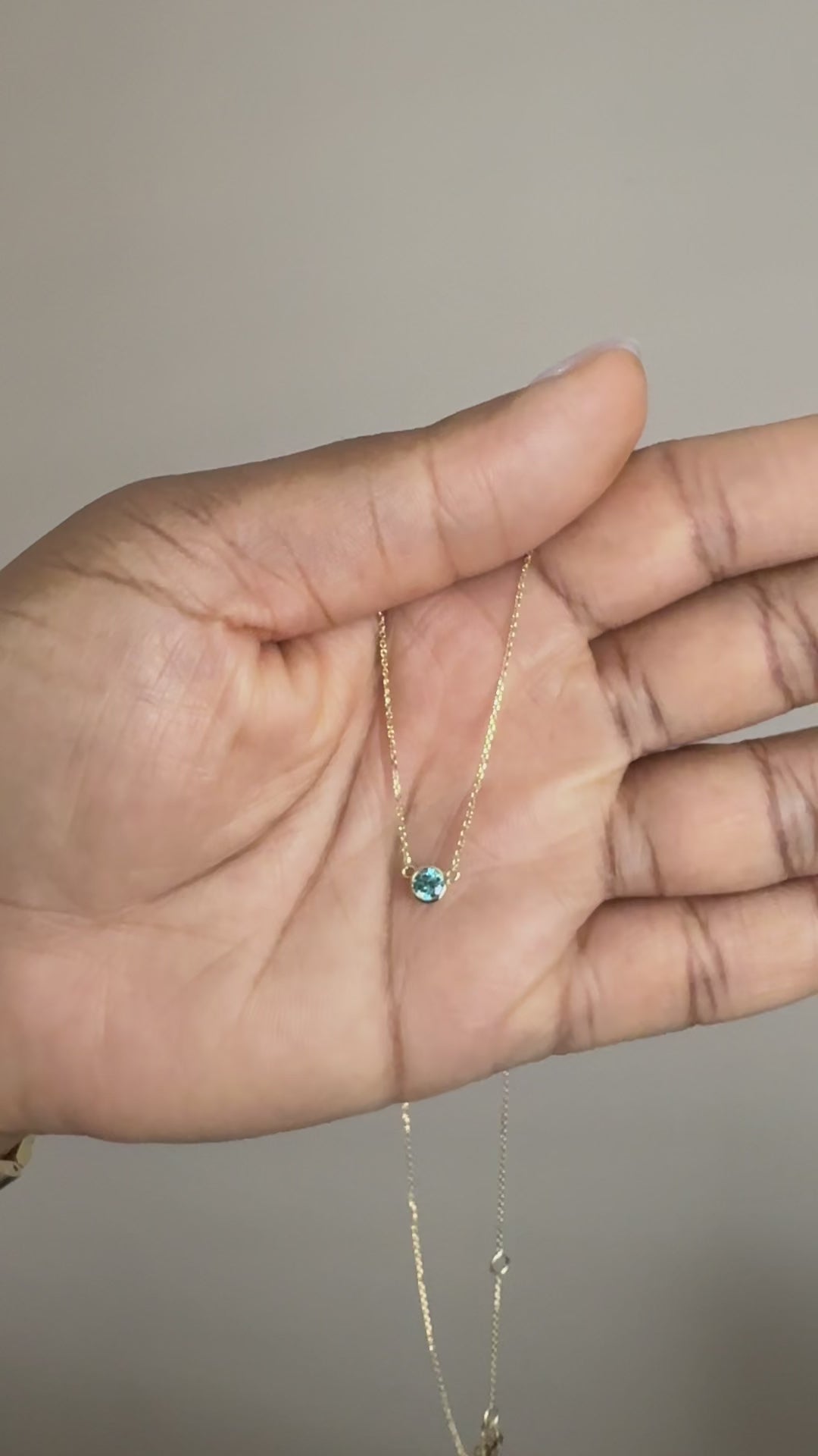 Blue Round Lab-Grown Diamond Bezel Necklace