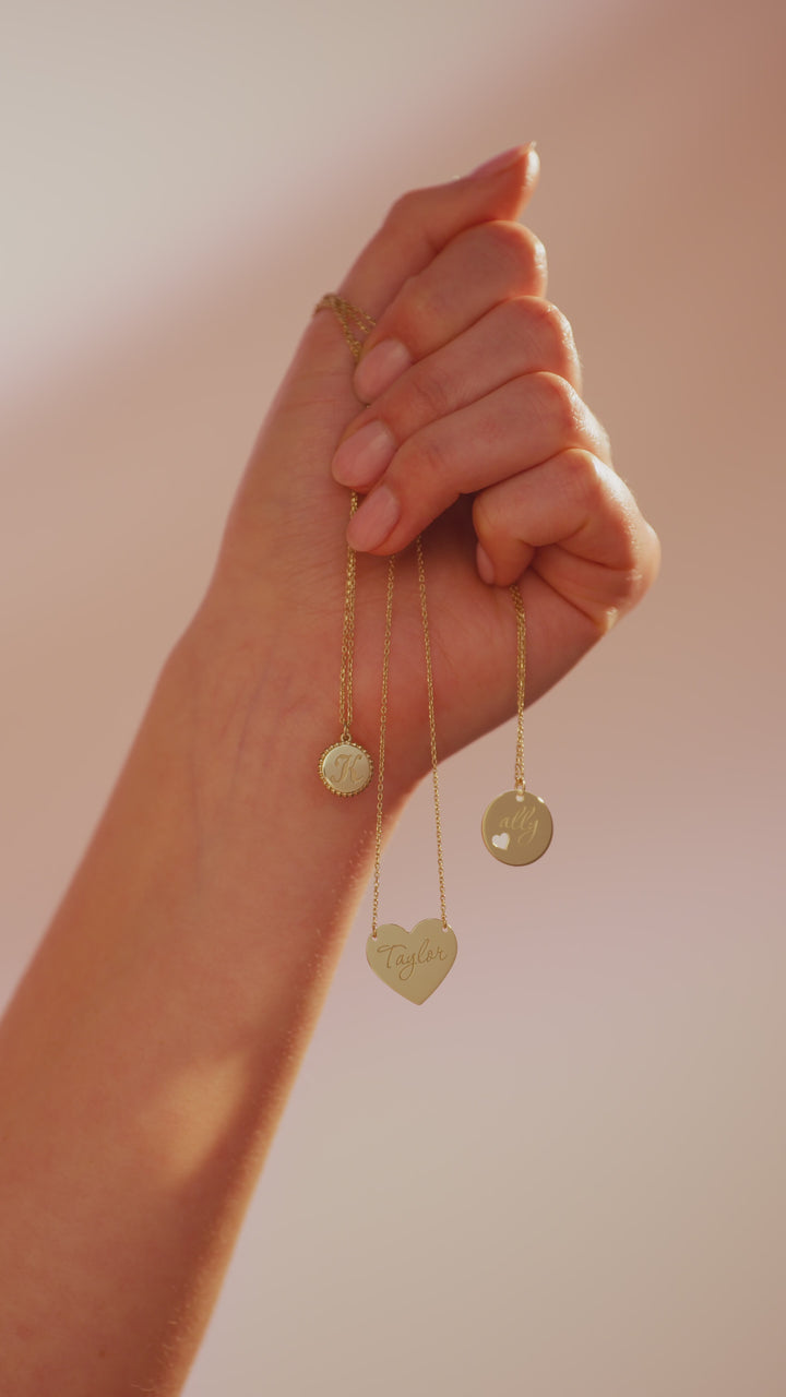 Heart Cutout Disc Necklace