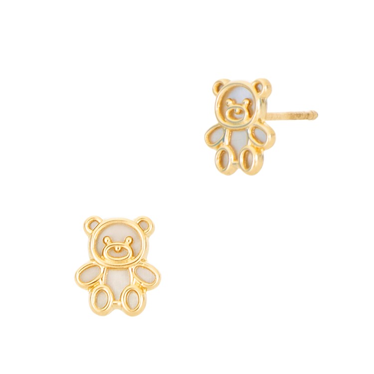 Bomi 14K Gold Teddy Bear Studs