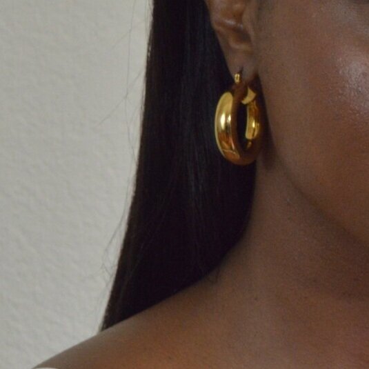 Thick Hoop Earrings - 18K GF