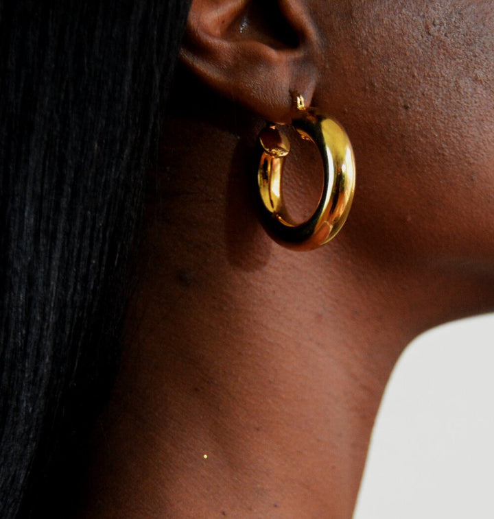 Thick Hoop Earrings - 18K GF