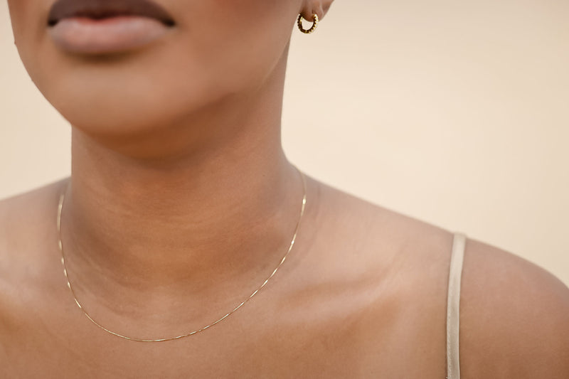 Sylvie 10k Solid Gold Box Chain Necklace – Sachelle Collective