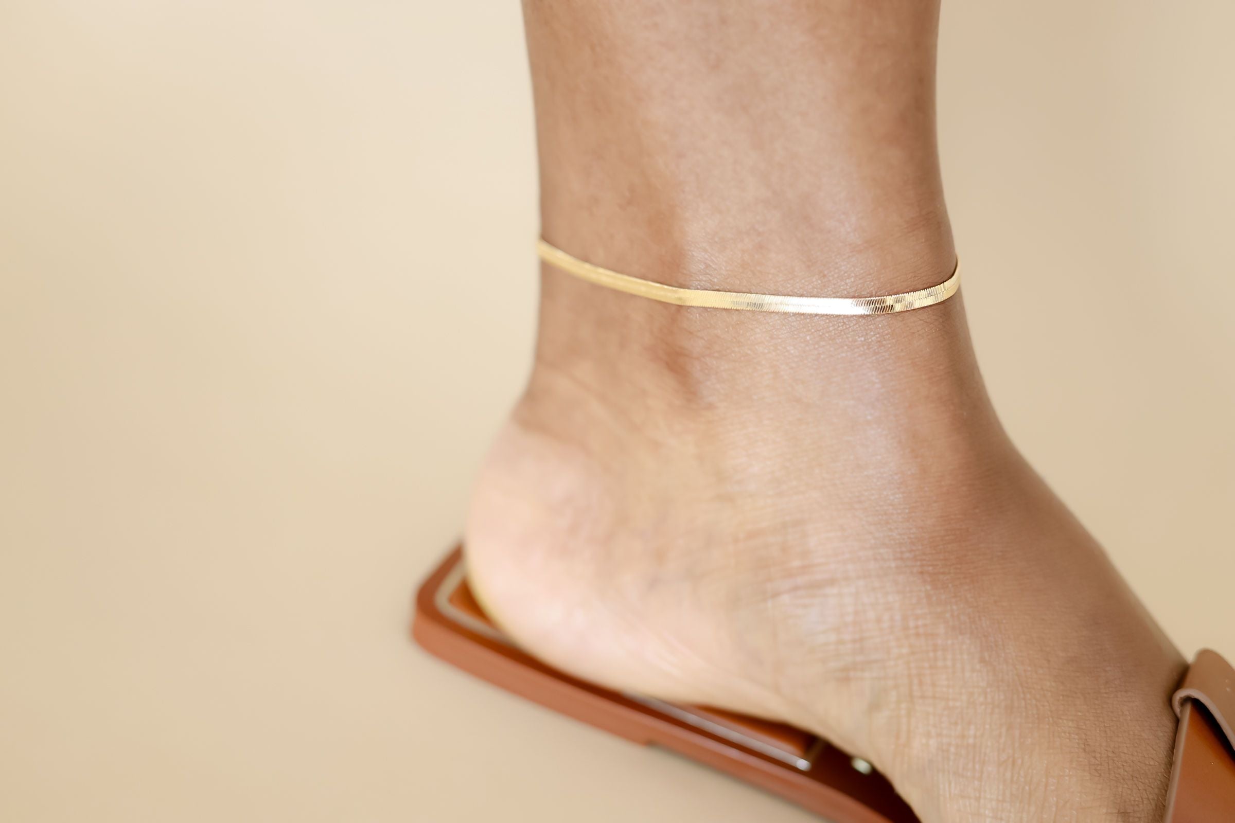 Herringbone gold anklet sales