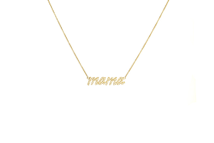 Mama Diamond Script Necklace