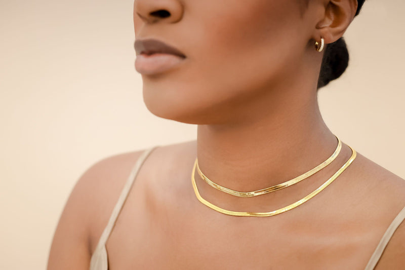 Herringbone Chain Necklace - 18K Solid Gold | Nominal